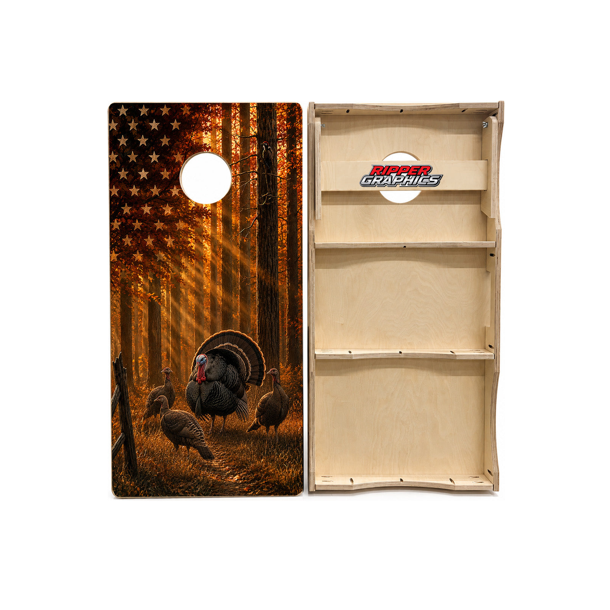 Wild Turkey American Flag Cornhole Design product photo