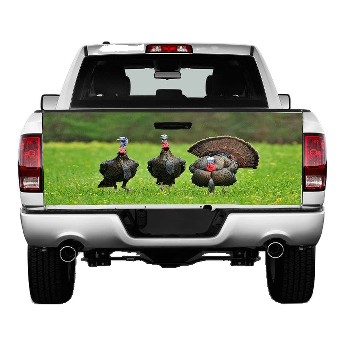 Wild Turkeys In Field Tailgate Wrap Vinyl Graphic Decal Sticker product photo