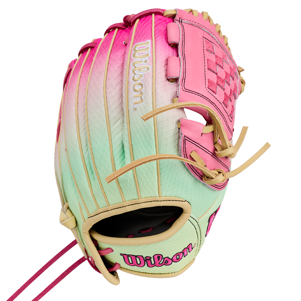 Wilson A1000 Leadoff Softball Gloves and Mitts in Sunset - 12" - back view