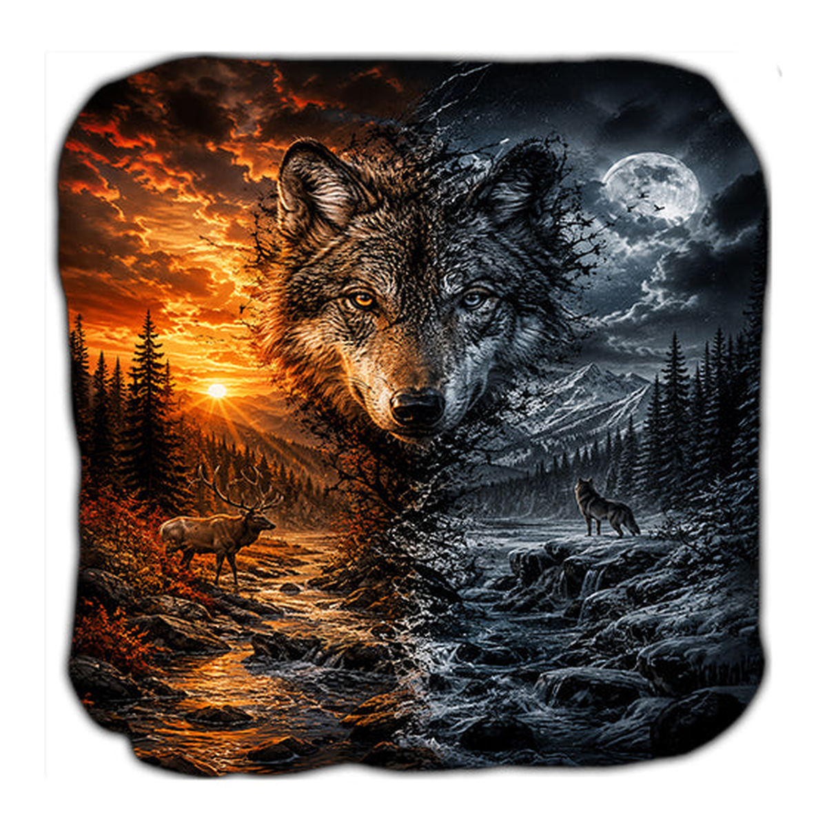 Wolf Vs Elk Cornhole Bags Set of 4 product photo