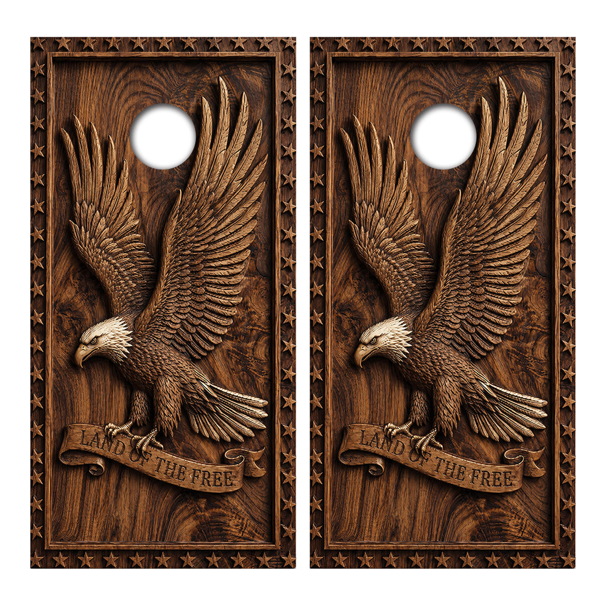 Wood Carved Eagle Cornhole Design - wood_eagle - Great Call Athletics