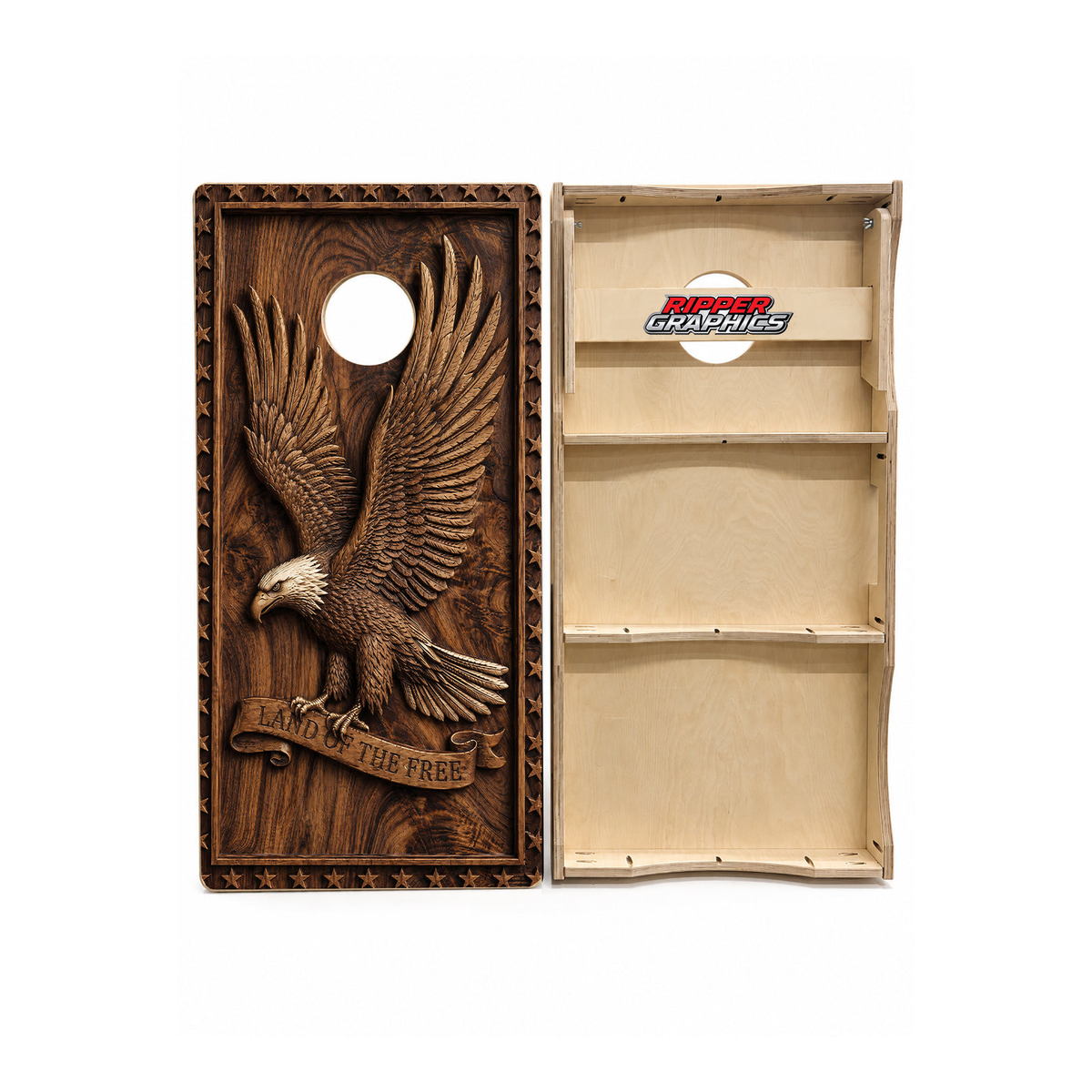 Wood Carved Eagle Cornhole Design - CHwood_eagle - Great Call Athletics