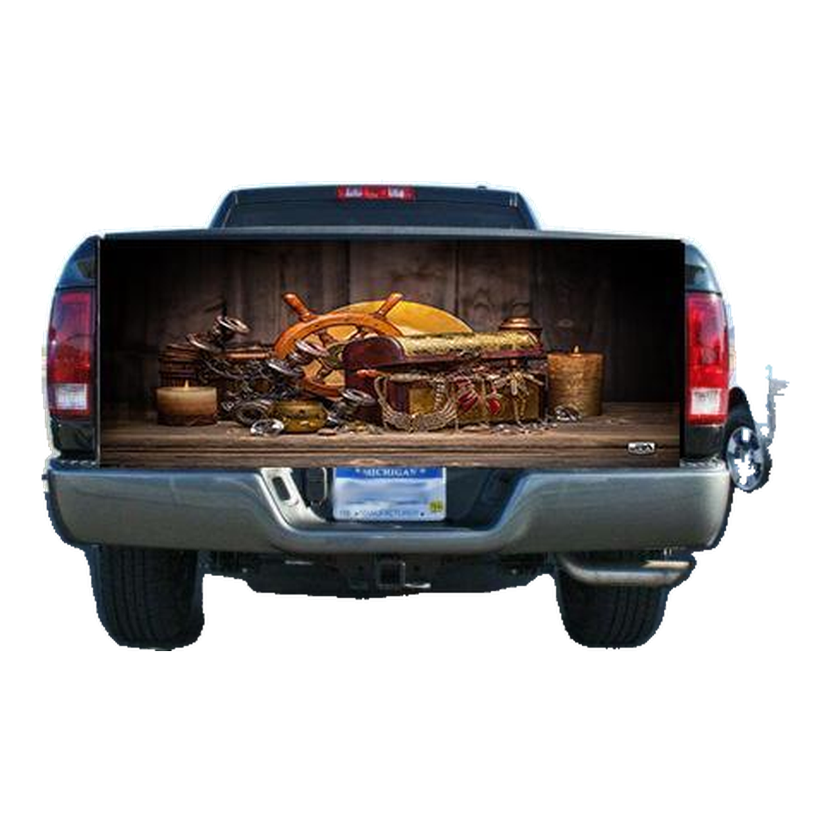 Wooden Treasure Chest Tailgate Wrap Vinyl Graphic Decal Sticker Wrap product photo