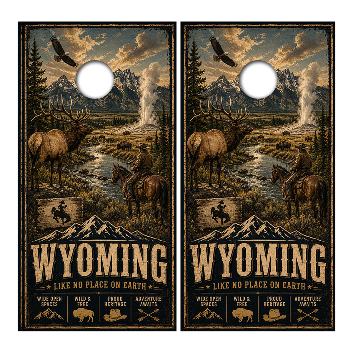 Wyoming Like No Place on Earth Cornhole Design - Corn5078 - Great Call Athletics