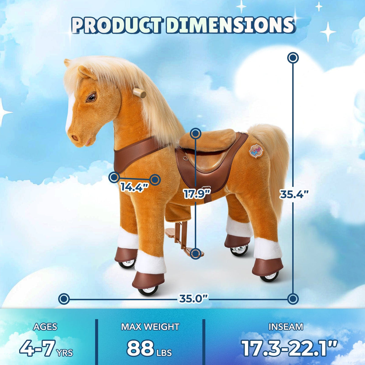 Model Y® Horse Ride-On Toy Age 4, 7, Light Brown - View 8