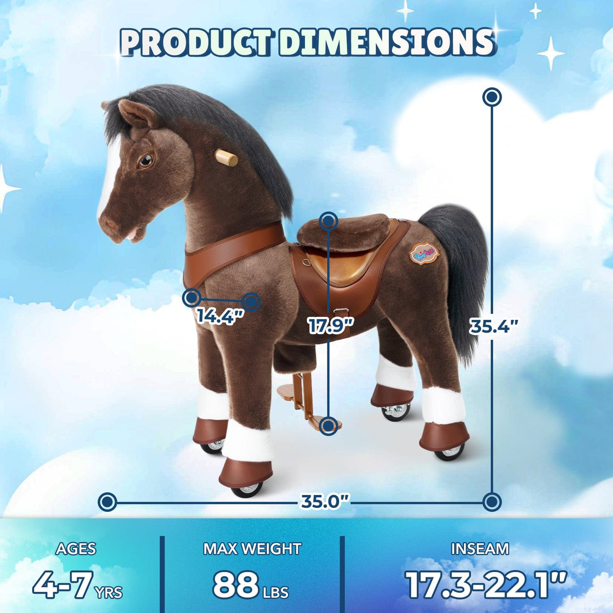 Model Y® Horse Ride-On Toy Age 4, 7, Chocolate Brown - View 8
