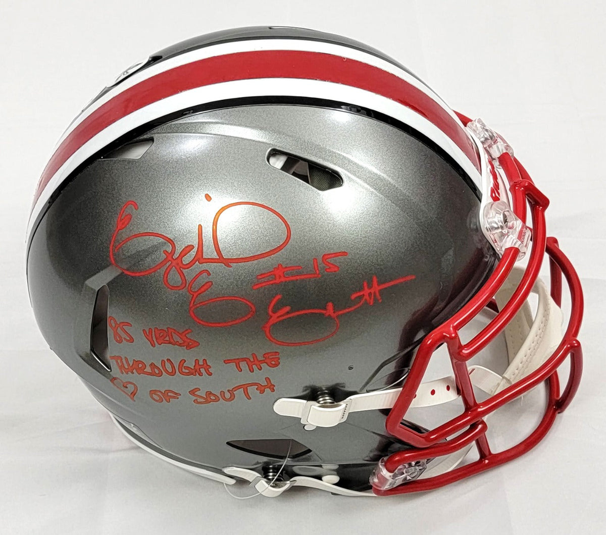 Ezekiel Elliott Autographed Ohio State Buckeyes Riddell Speed Authentic Flash Helmet W/Inscription Beckett Witness