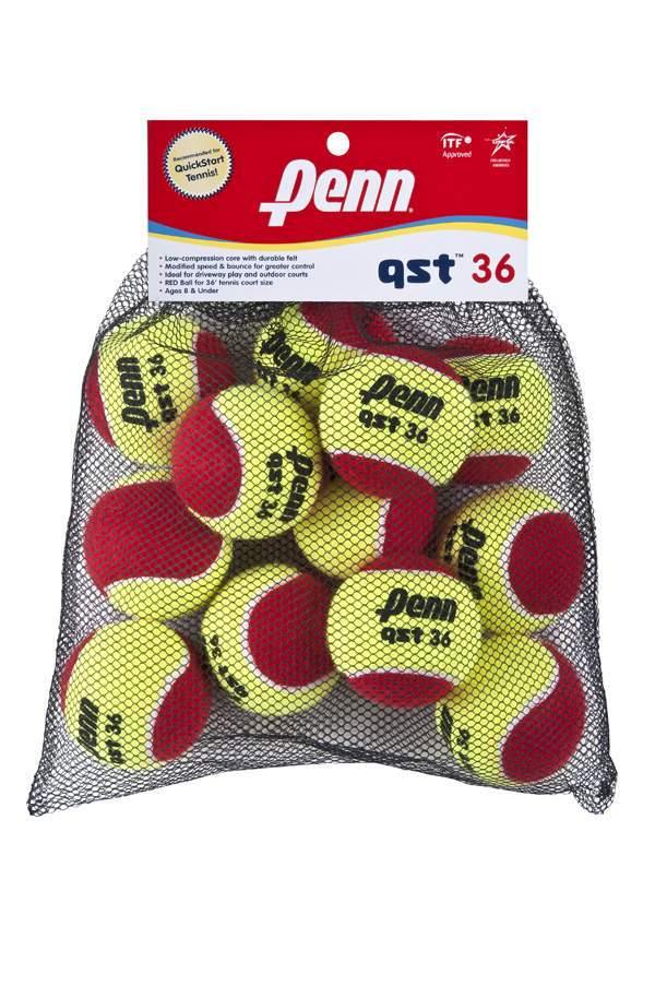 Penn | 521917 | QST 36 Youth Felt Tennis Balls | 12 Mesh Bag | 100% Authentic - Great Call Athletics