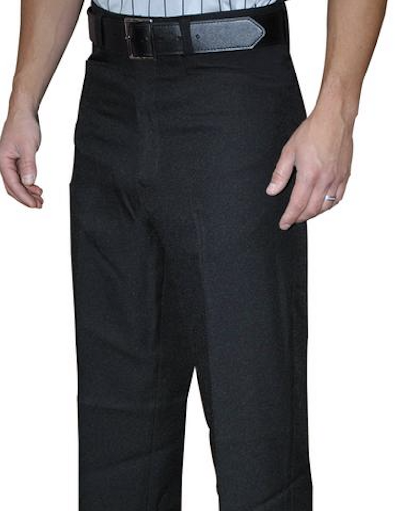 Smitty | BKS-275 | Black Polyester Flat Front Official's Pants w/ Belt Loops