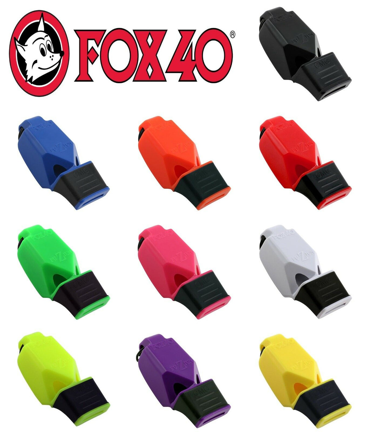 Fox 40 Sonik Blast CMG - Silbato de seguridad con cordón separable, color  negro y blanco