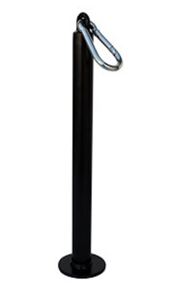 A black 12-inch standard plate loading pin with a metal snap clip at the top.