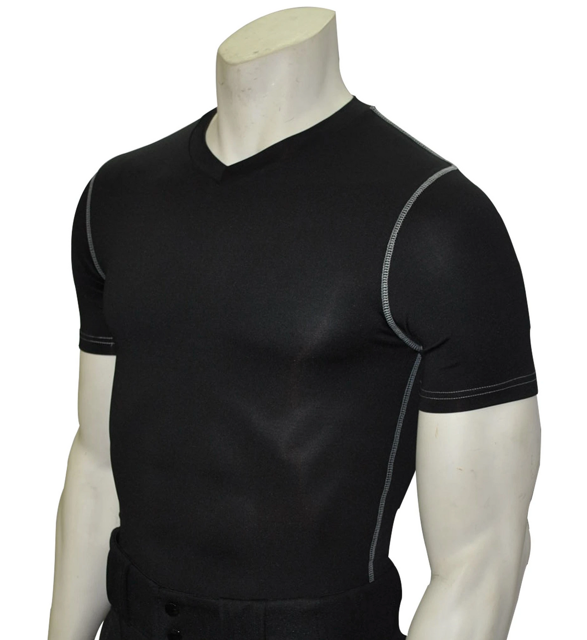 Smitty, BKS-411, Black, Compression Short Sleeve V- Neck Shirt