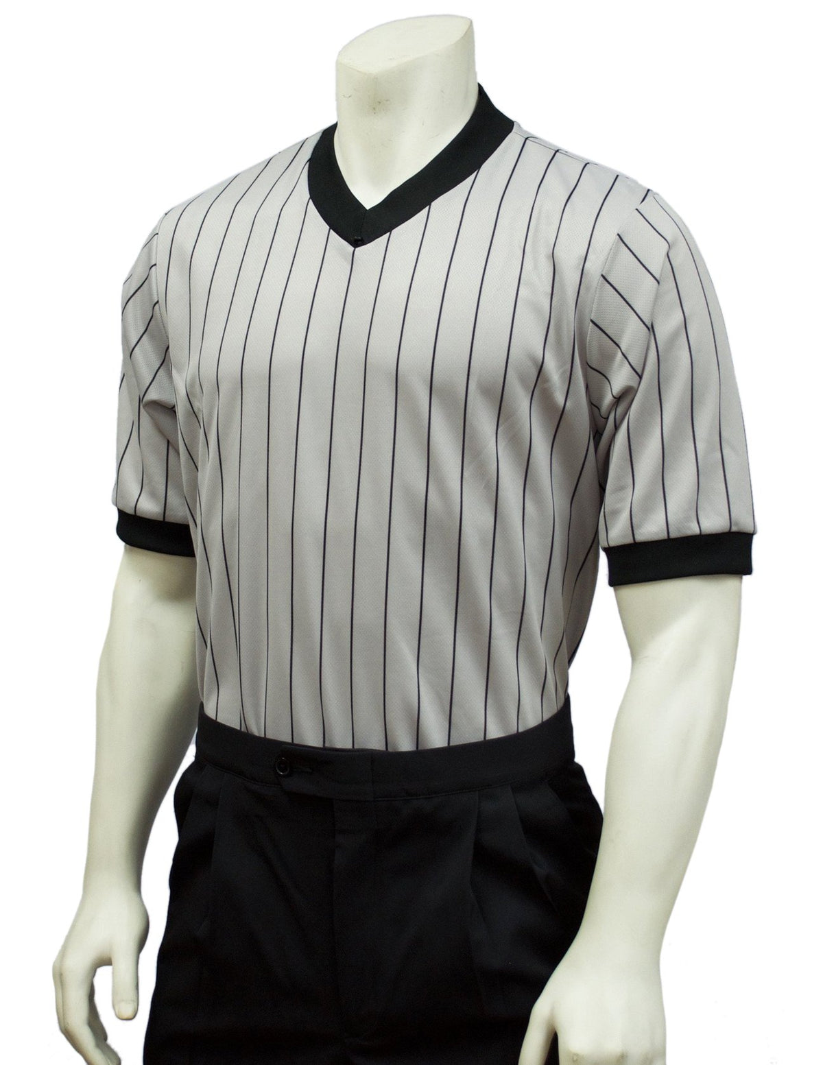 Smitty | BKS-204 | Elite Performance Interlock Gray w/ Black Pinstripes Shirt