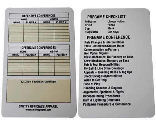 Smitty | ACS-538 | Baseball Umpire Reusable Game Card - Great Call Athletics