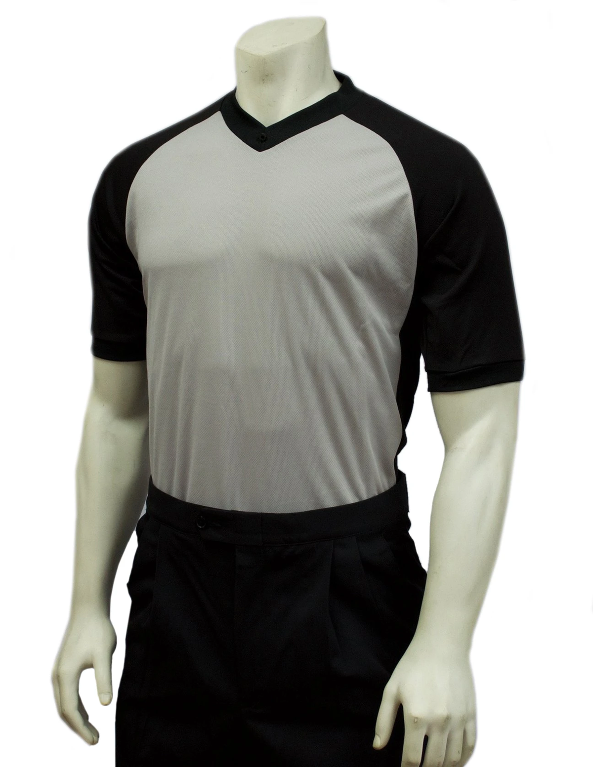 Smitty | BKS-207 | Solid Grey | 3" Side Panel | Mesh Basketball Officials Shirt