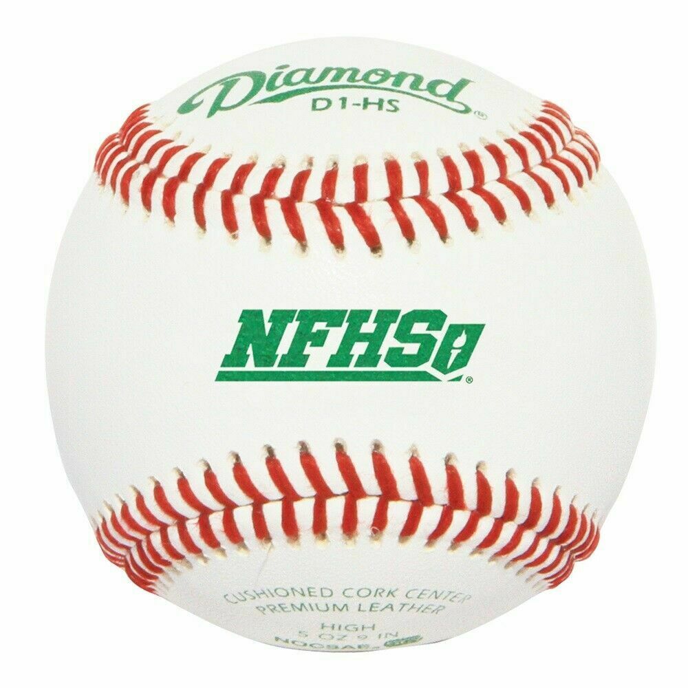 Deportes Diamante | D1-SA | Pelotas de béisbol escolares oficiales de cuero NFHS | 1 docena de bolas 