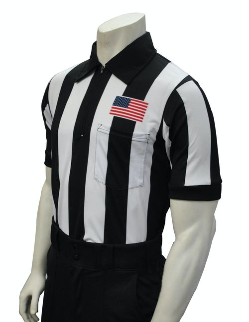 Smitty | USA-109-607 | "BODY FLEX" Football Short Sleeve Shirt w/ Sublimated Flag | Made in USA | 2-1/4" Stripes - Great Call Athletics
