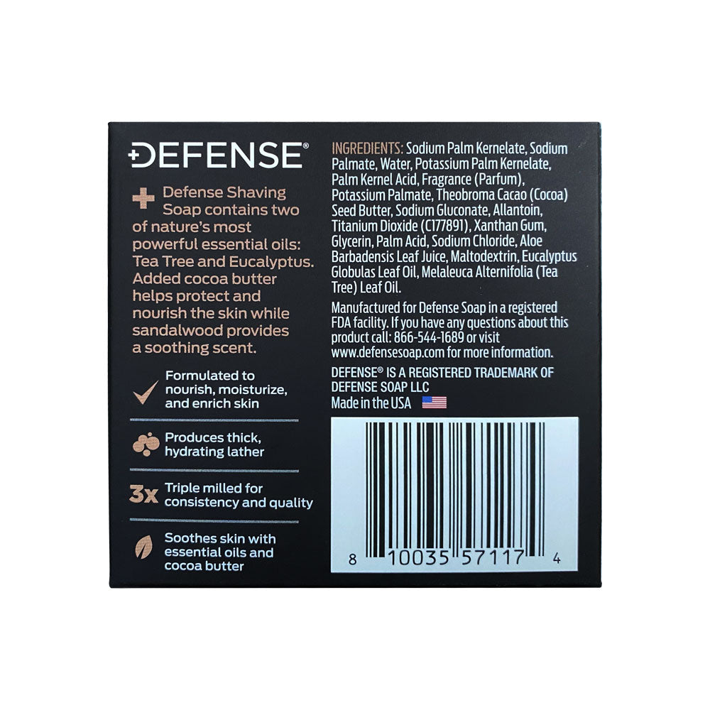 Jabón de Defensa | Jabón premium para afeitar de sándalo | 3,5 onzas 